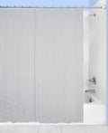 Blue Ticking Stripe Fabric Shower Curtain 72" - Decorative Things