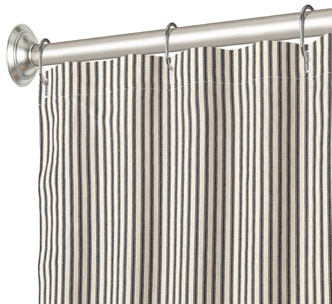 Black Ticking Stripe Shower Curtain 72"