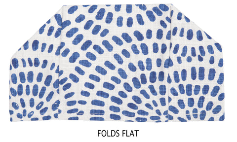 Fabric Tissue Box Cover, Tissue Holder Slipcover, Slips Over Square Cube Cardboard Boxes -Decorative Blue and White Block Print Cotton Fabric, Made in USA