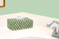 Fabric Tissue Box Cover, Tissue Holder Slipcover, Slips Over Rectangular Cardboard Facial Tissue Boxes -Decorative Green Block Print Cotton Fabric, Made in USA - Decorative Things