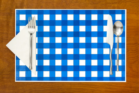 Paper Placemats Table Mats Table Decor Blue Checkered Gingham - Decorative Things