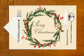 Christmas Placemats Paper Placemats Christmas Table Decor Dining Table Mats, Merry Christmas Wreath, Made in USA - Decorative Things