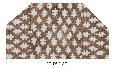 Fabric Tissue Box Cover, Tissue Holder Slipcover, Slips Over Square Cube Cardboard Facial Tissue Boxes Brown Blockprint Decorative Cotton Fabric, Made in USA - Decorative Things
