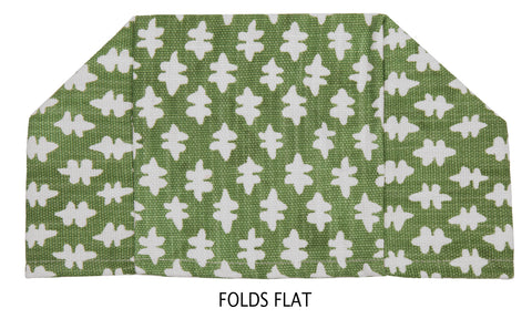 Fabric Tissue Box Cover, Tissue Holder Slipcover, Slips Over Square Cube Cardboard Facial Tissue Boxes Green Blockprint Decorative Cotton Fabric, Made in USA - Decorative Things