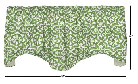 Green & White Print Valance - Decorative Things