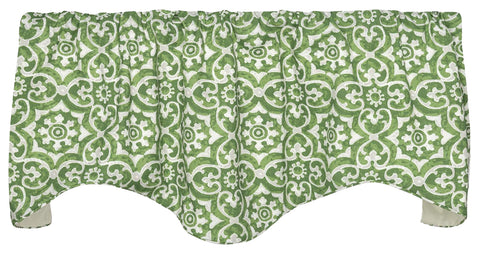 Green & White Print Valance - Decorative Things