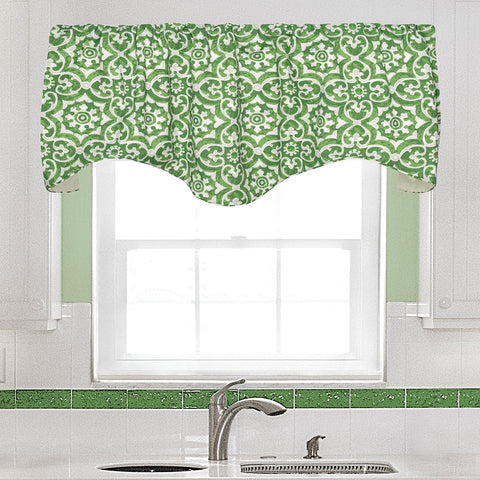 Green & White Print Valance - Decorative Things