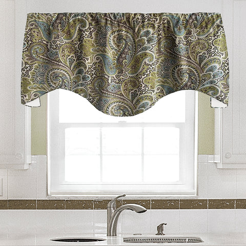 Teal & Brown Paisley Valance - Decorative Things