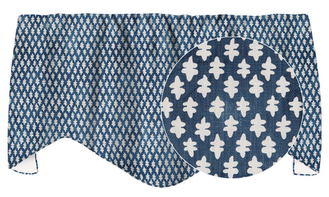Small Blue Blockprint Valance