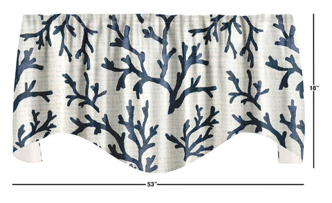 Navy Coastal Print Valance - Decorative Things