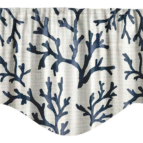 Navy Coastal Print Valance - Decorative Things
