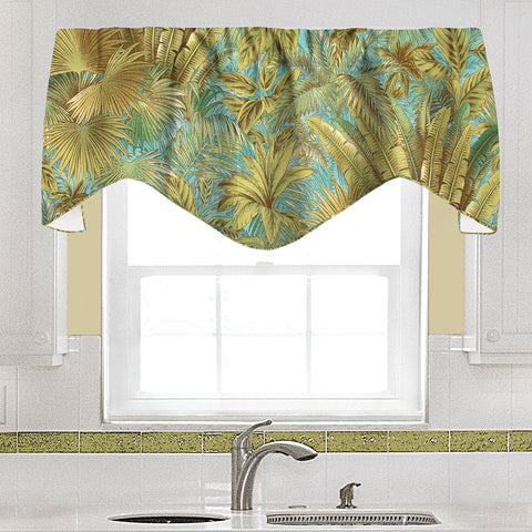 Bahamian Palms Green & Blue Valence - Decorative Things