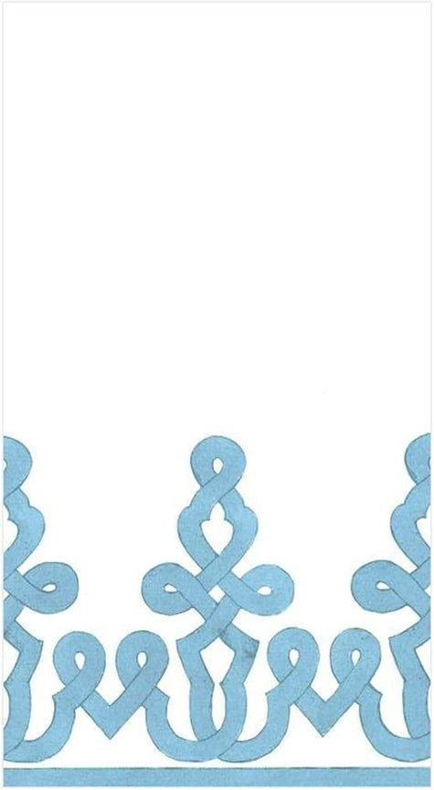 Caspari Dessin Passementerie Paper Linen Guest Towel Napkins in Stone Blue - 24 Count - Decorative Things