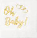 Decorative Paper Napkins Gold Cocktail Napkins Disposable Napkins Oh Baby Shower Decorations for Girl or Baby Boy Shower Decorations, Gender Reveal Ideas Party Supplies 5"x5" Pk 60 - Decorative Things