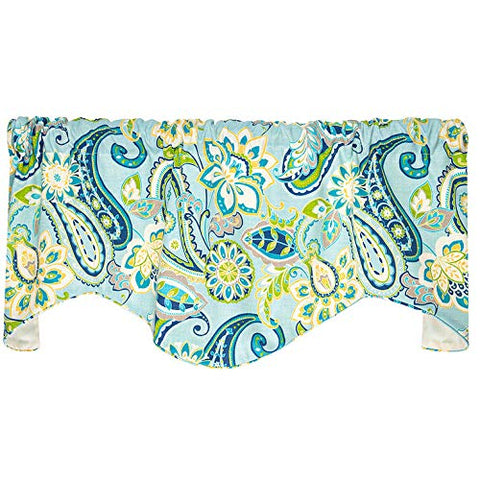 Decorative Things Valances for Windows Kitchen Curtains or Living Room Curtains Window Treatments Blue Turquoise Paisley Swag Valence Short Curtains Polyester Rod Pocket 53 Inches x 18 Inches - Decorative Things
