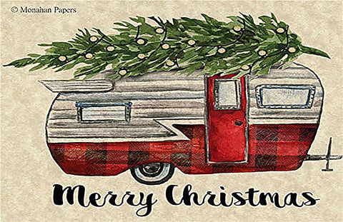 Red Truck with Christmas Tree Christmas Decor Paper Placemats Table Mats Buffalo Plaid Camper - Decorative Things
