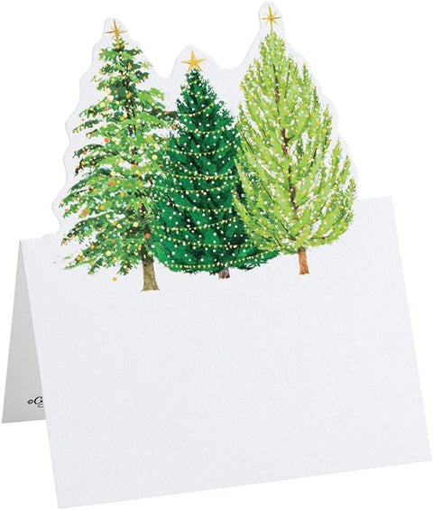 Caspari Christmas Trees with Lights Die-Cut Place Cards - 8 Per Package - Decorative Things