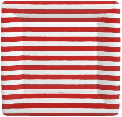 4th of July Party Ideas Party Supplies Paper Plates Dinner Size Red and White 16 Count 10 inch Square - Decorative Things