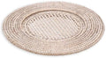 Caspari Rattan Round Plate Charger in White Natural Set of 4 - Decorative Things