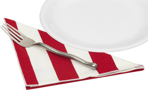 Decorative Things Cloth Napkins 100% Cotton Linen Napkins pack of 4 and 12 Red and White Stripe Table Linens 18" x 18" Table Napkins - Decorative Things