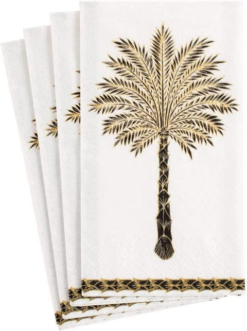 Caspari Grand Palms Paper Guest Towel Napkins in Black - 30 Count - Decorative Things