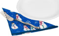 Christmas Napkins 18" x 18" Cloth Dinner, Elegant 100% Cotton Table Decor Linens Blue and White Snowman Print - Decorative Things