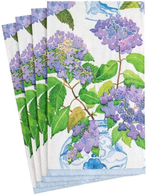 Caspari Hydrangeas and Porcelain Paper Guest Towel Napkins - 30 Count - Decorative Things