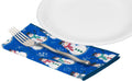 Christmas Napkins 18" x 18" Cloth Dinner, Elegant 100% Cotton Table Decor Linens Blue and White Snowman Print - Decorative Things