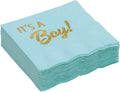 Decorative Paper Napkins Cocktail Napkins Disposable Napkins It's a Boy Baby Shower Decorations for Boy, Gender Reveal Ideas Blue and Gold 5"x5" Pk 30 - Decorative Things