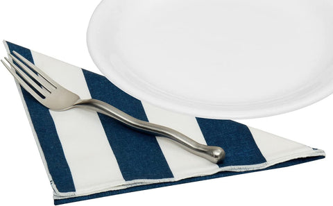 Navy Blue & White Stripe Cloth Napkins - Decorative Things