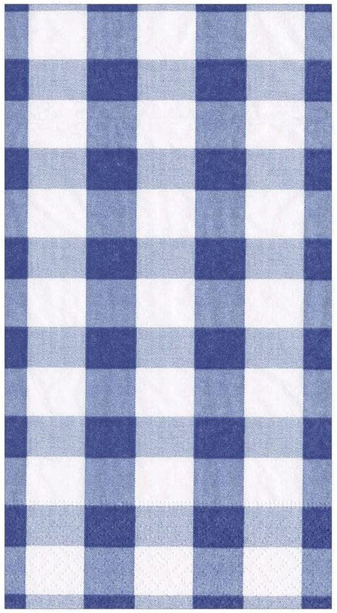 Caspari Gingham Paper Guest Towel Napkins in Blue, 30 Count - Decorative Things