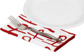 Cloth Christmas Napkins for Table Setting Ideas, 18" Dinner, Red and White Santa Claus Ho Ho Ho 100% Cotton Linen Napkin - Decorative Things