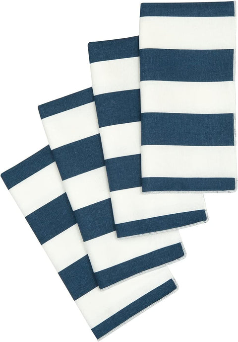 Navy Blue & White Stripe Cloth Napkins - Decorative Things