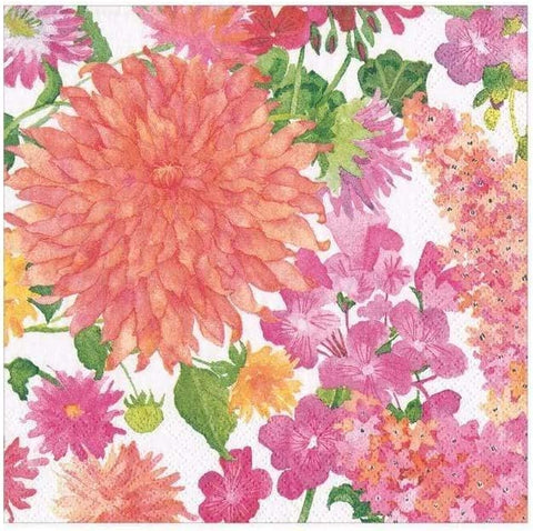 Caspari Summer Blooms Floral Party Paper Cocktail Napkins - Two Packs of 20 - Decorative Things