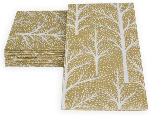 Winter Trees Gold & White Guest Towel Napkins - 15 Per Package - 2 Units - Decorative Things