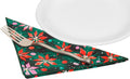 Christmas Napkins 18" x 18" Cloth Dinner, Elegant 100% Cotton Table Decor Linens Red and Green Tree Print - Decorative Things