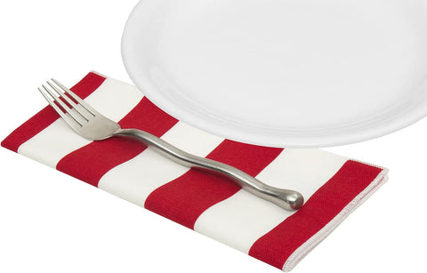 Decorative Things Cloth Napkins 100% Cotton Linen Napkins pack of 4 and 12 Red and White Stripe Table Linens 18" x 18" Table Napkins - Decorative Things