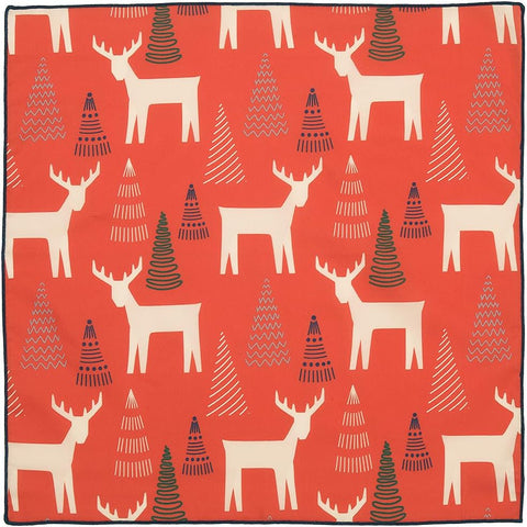 Christmas Napkins 18" x 18" Cloth Dinner, Elegant 100% Cotton Table Decor Linens Red and White Reindeer Print - Decorative Things