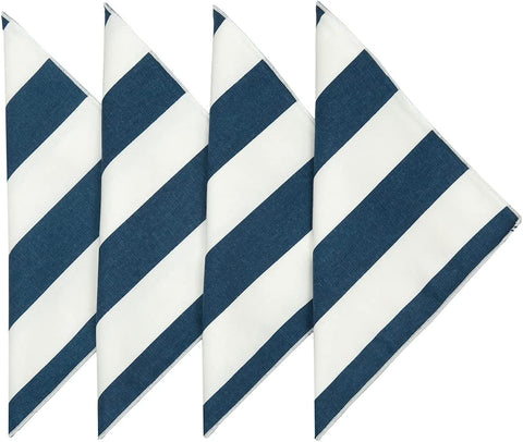 Navy Blue & White Stripe Cloth Napkins - Decorative Things