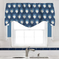 Blue Curtain Valance Kitchen Curtain, Bedroom Window Treatment, Bathroom Swag, Rod Pocket, Wood Block Print Style, Lined Made in USA 53x18 Inches - Decorative Things