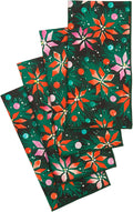 Christmas Napkins 18" x 18" Cloth Dinner, Elegant 100% Cotton Table Decor Linens Red and Green Tree Print - Decorative Things