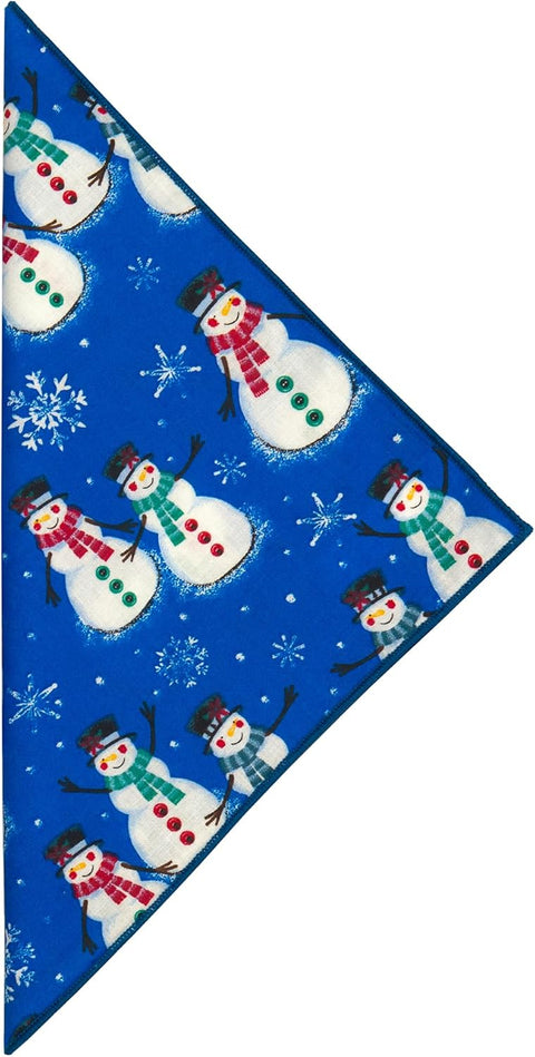 Christmas Napkins 18" x 18" Cloth Dinner, Elegant 100% Cotton Table Decor Linens Blue and White Snowman Print - Decorative Things