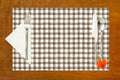 Fall Placemats Pk 25 & Pk 50 Thanksgiving Table Decor Paper Table Mats Brown and White Plaid with Orange Leaf Farmhouse Kitchen, Kids Adults Party Ideas - Decorative Things