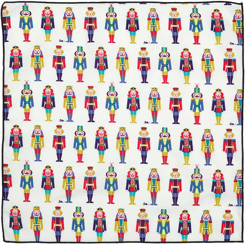 Christmas Napkins 18" x 18" Cloth Dinner, Elegant 100% Cotton Table Decor Linens White Nutcracker Print - Decorative Things