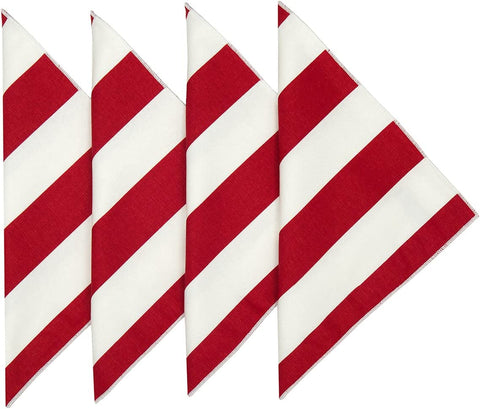 Decorative Things Cloth Napkins 100% Cotton Linen Napkins pack of 4 and 12 Red and White Stripe Table Linens 18" x 18" Table Napkins - Decorative Things