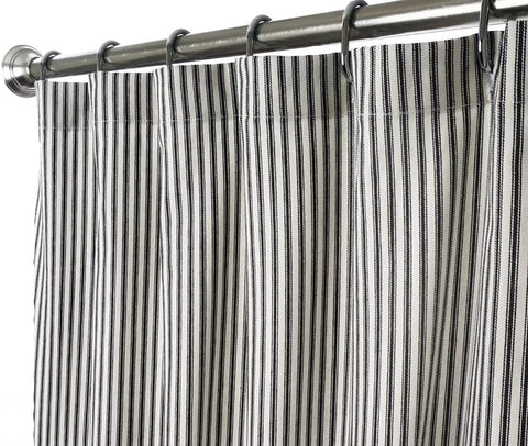 Decorative Things Shower Curtain Unique Fabric Designer Modern Black and White Striped Ticking 72 Inches - Decorative Things