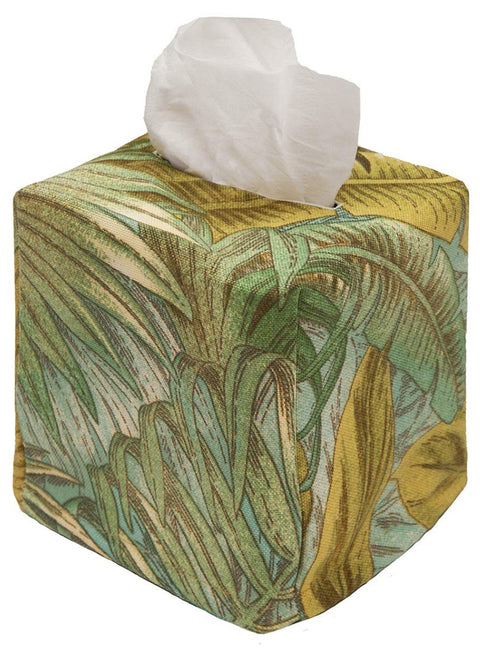 Fabric Tissue Box Cover, Tissue Holder Slipcover, Slips Over Square Cube Cardboard Facial Tissue Boxes -Made with Decorative Tommy Bahama Polyester Fabric, Lined - Decorative Things