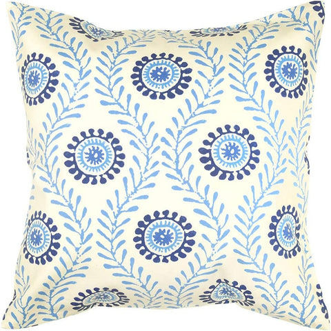 Decorative Pillows Throw Pillows Pillow Cover, 18x18, Blue Waverly Fabric Block Print 100% Cotton - Decorative Things