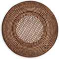 Caspari Rattan Round Plate Charger in Dark Natural Brown Set of 4 - Decorative Things