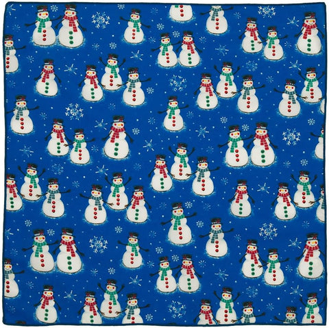 Christmas Napkins 18" x 18" Cloth Dinner, Elegant 100% Cotton Table Decor Linens Blue and White Snowman Print - Decorative Things